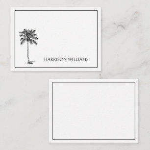 Black and White Palm Palmetto Tree Personalized Card