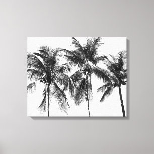 Black and white palm tree photo canvas print