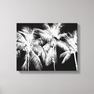Black and white palm tree tropical summer canvas print
