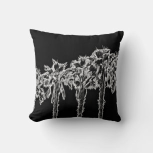 Black and White Palm Trees Throw Pillow