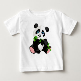 Black and White Panda Bear Eating Green Bamboo Baby T-Shirt