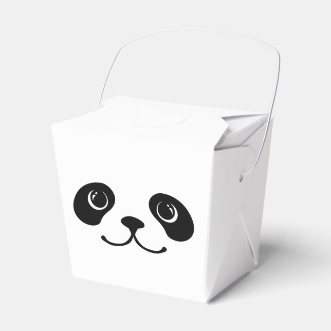 Black And White Panda Cute Animal Face Design Favor Box (Front Side)