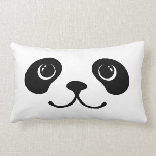 Black And White Panda Cute Animal Face Design Lumbar Pillow