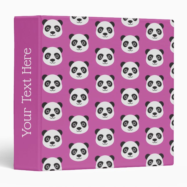 Black and White Panda Face Pattern Binder (Front/Spine)