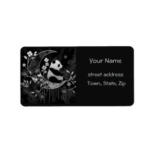 Black and White Panda on Moon Label