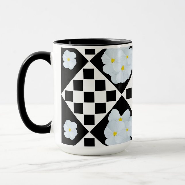Black And White Pansy, Coffee Mug (Left)