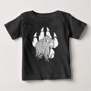 Black and White Panther Footprint Graphic Design Baby T-Shirt