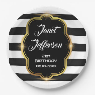 Black and White  Paper Plate