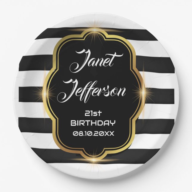 Black and White  Paper Plate (Front)