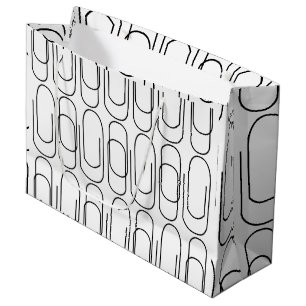 Black and White Paperclip Pattern Large Gift Bag