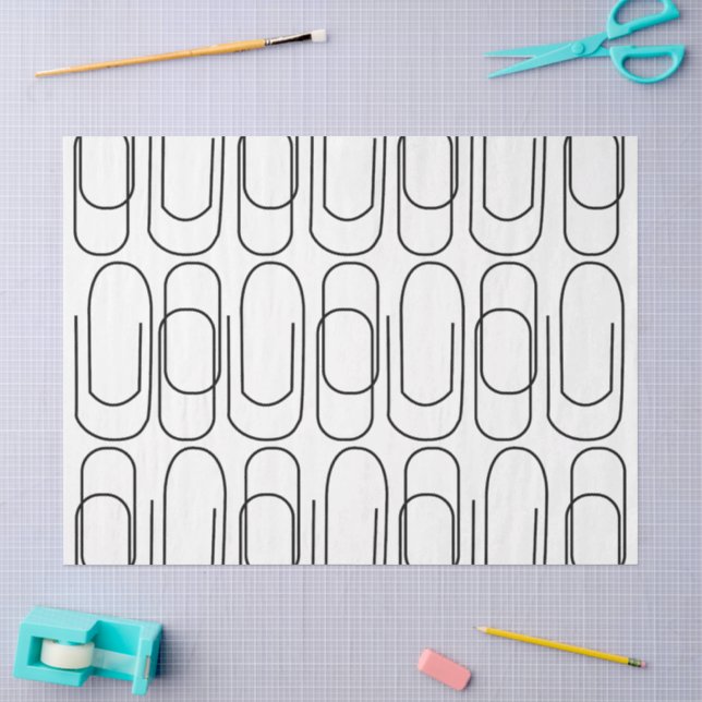 Black and White Paperclip Pattern Tissue Paper (Craft)