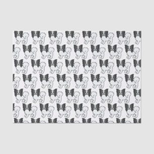 Black And White Papillon Cute Cartoon Dog Pattern Tissue Paper