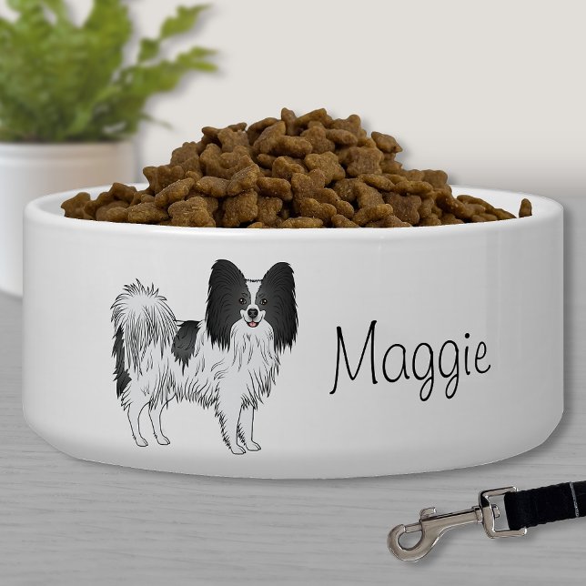 Black And White Papillon Cute Dog With Custom Text (Creator Uploaded)
