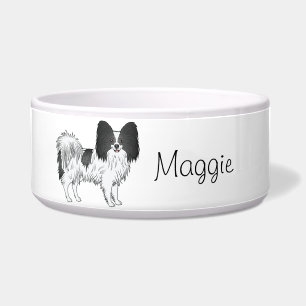 Black And White Papillon Cute Dog With Custom Text