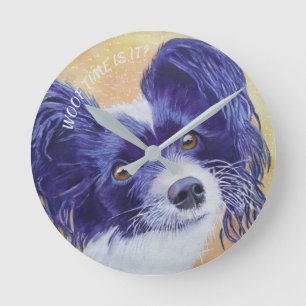 BLACK AND WHITE PAPILLON ROUND CLOCK