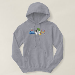 Black And White Papillon With Agility Equipment Hoodie