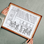 Black and White Paris Cafe Poster<br><div class="desc">Unique, hand-drawn Paris cafe illustration. Playful art prints for your home!</div>
