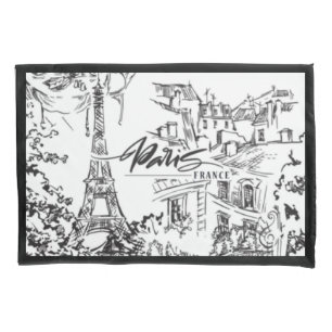 Black and White Paris Eiffel Toile Pillowcase
