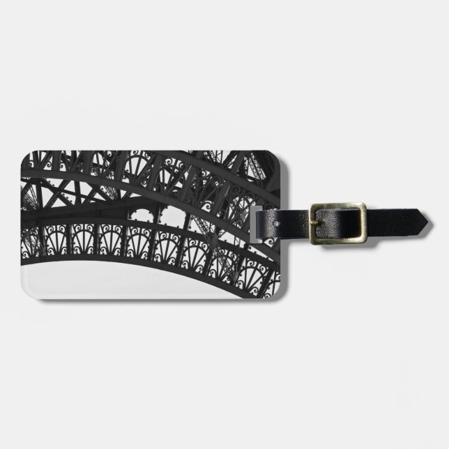Black and White Paris Eiffel Tower Luggage Tag (Front Horizontal)