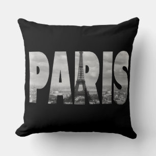 Black and White Paris Throw Pillow