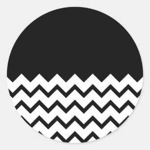 Black and White. Part Zig Zag, Part Plain Black. Classic Round Sticker