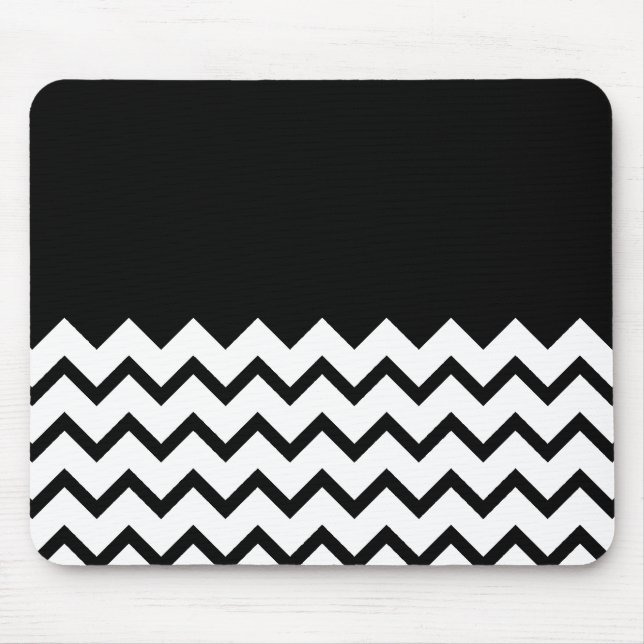Black and White. Part Zig Zag, Part Plain Black. Mouse Pad (Front)
