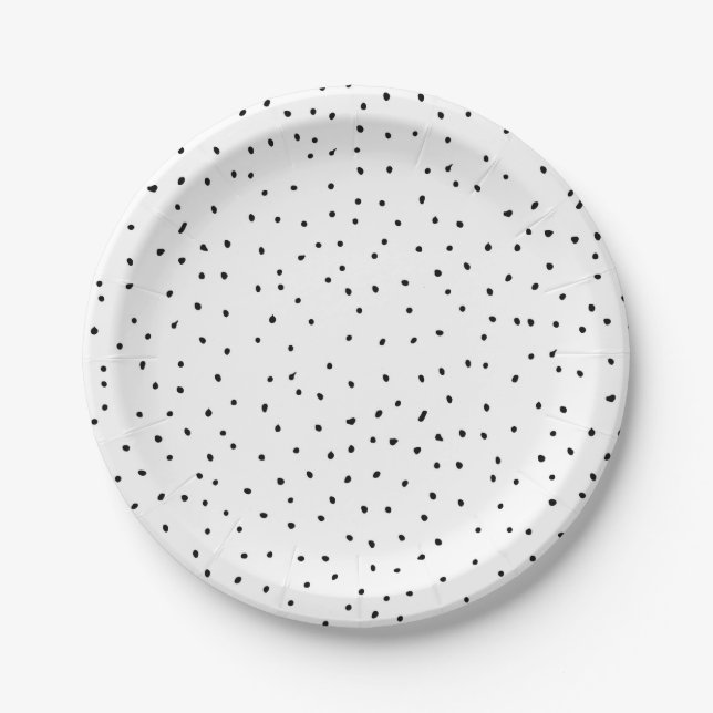 Black and White Party Confetti Paper Plate (Front)