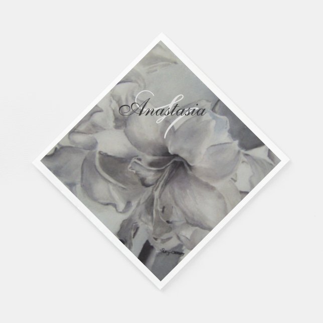 BLACK AND WHITE PARTY MONOGRAM NAPKIN (Corner)