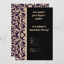 BLACK AND WHITE PATTERN BACHELOR PARTY INVITE