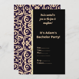 BLACK AND WHITE PATTERN BACHELOR PARTY INVITE