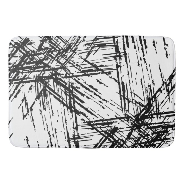 Black and White Pattern  Bath Mat (Front)
