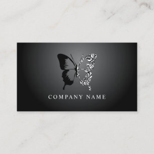 Black and White Pattern Butterfly Business Card