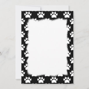 Black And White Pattern Cat Paw Prints Holiday Card