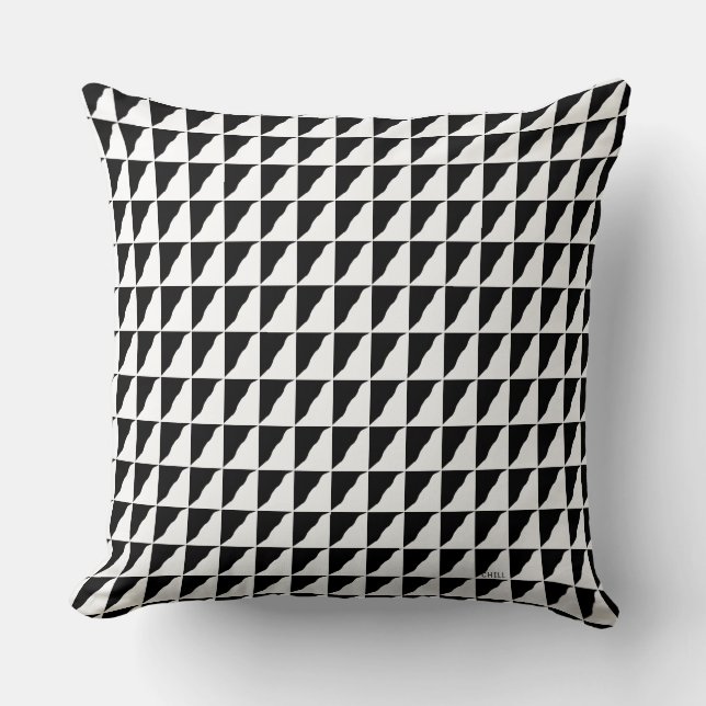 Black and White Pattern Chill With Cushionarium Throw Pillow (Front)