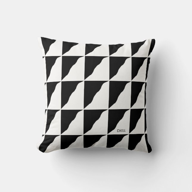 Black and White Pattern Chill With Cushionarium Throw Pillow (Front)