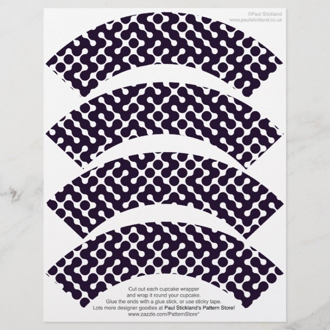 Black and White Pattern Custom Cupcake Wrappers on (Front)