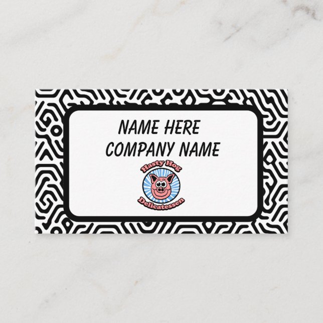 Black and White Pattern Customizable  Business Card (Front)