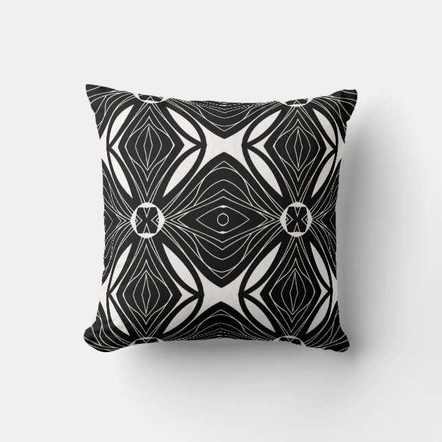 Black and White Pattern Design Throw Pillow (Front)