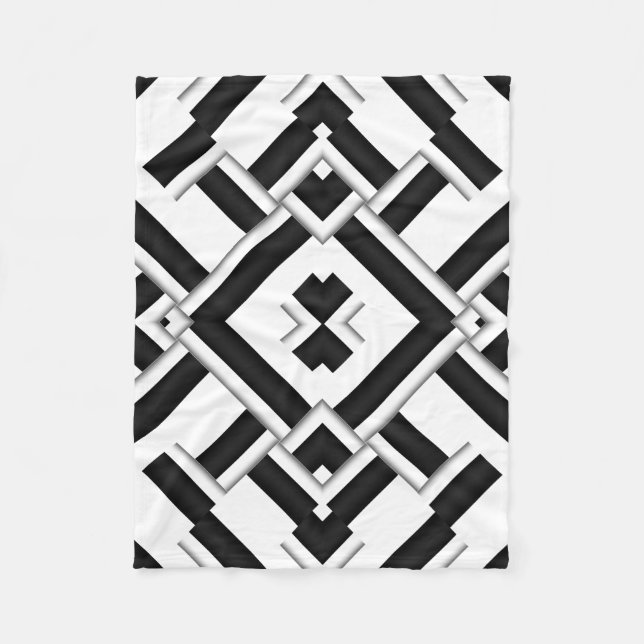 Black And White Pattern Fleece Blanket (Front)