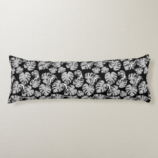 Black And White Pattern - Geckos And Leaves Body Pillow