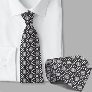 Black and White Pattern Geometric Men's Tie
