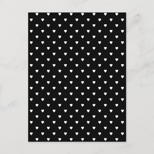 Black and White Pattern - Hearts. Postcard (Front)