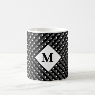 Black and White pattern Monogram Coffee Mug