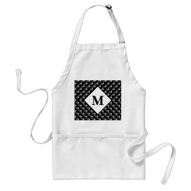 Black and White pattern Monogram Standard Apron (Front)