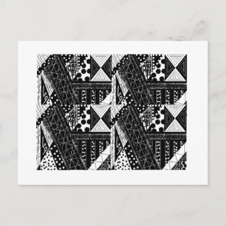 black and white pattern postcard