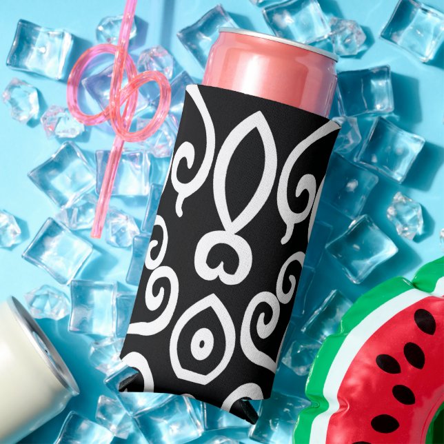 Black and White Pattern Seltzer Can Cooler (In Situ Summer)