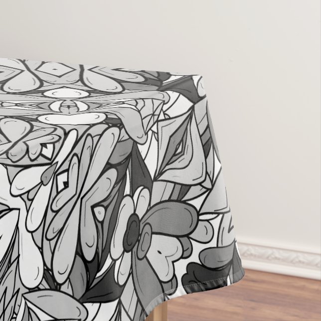 Black and white pattern tablecloth for home decor (In Situ)
