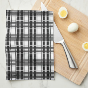 Black and white pattern Tartan geometry chequered Kitchen Towel