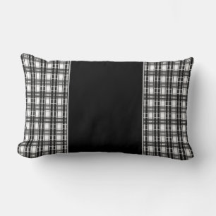 Black and white pattern Tartan geometry chequered Lumbar Pillow