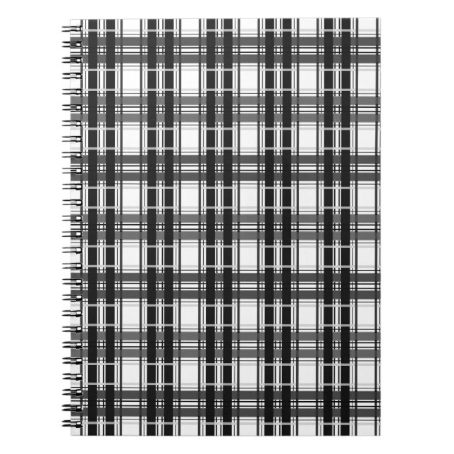 Black and white pattern Tartan geometry chequered Notebook (Front)